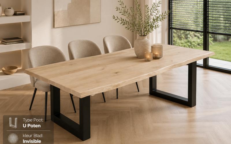 Eiken Boomstamtafel Stel Zelf Samen | Massief Eiken & Stalen Onderstellen